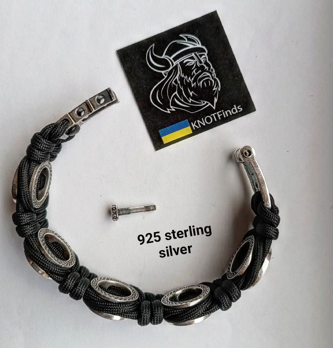 Silver 925 Sterling bracelet. Paracord bracelet. Viking protective amulet. Svarog, Valknut. Helmet Horror. Valkyrie. Square SVAROG.