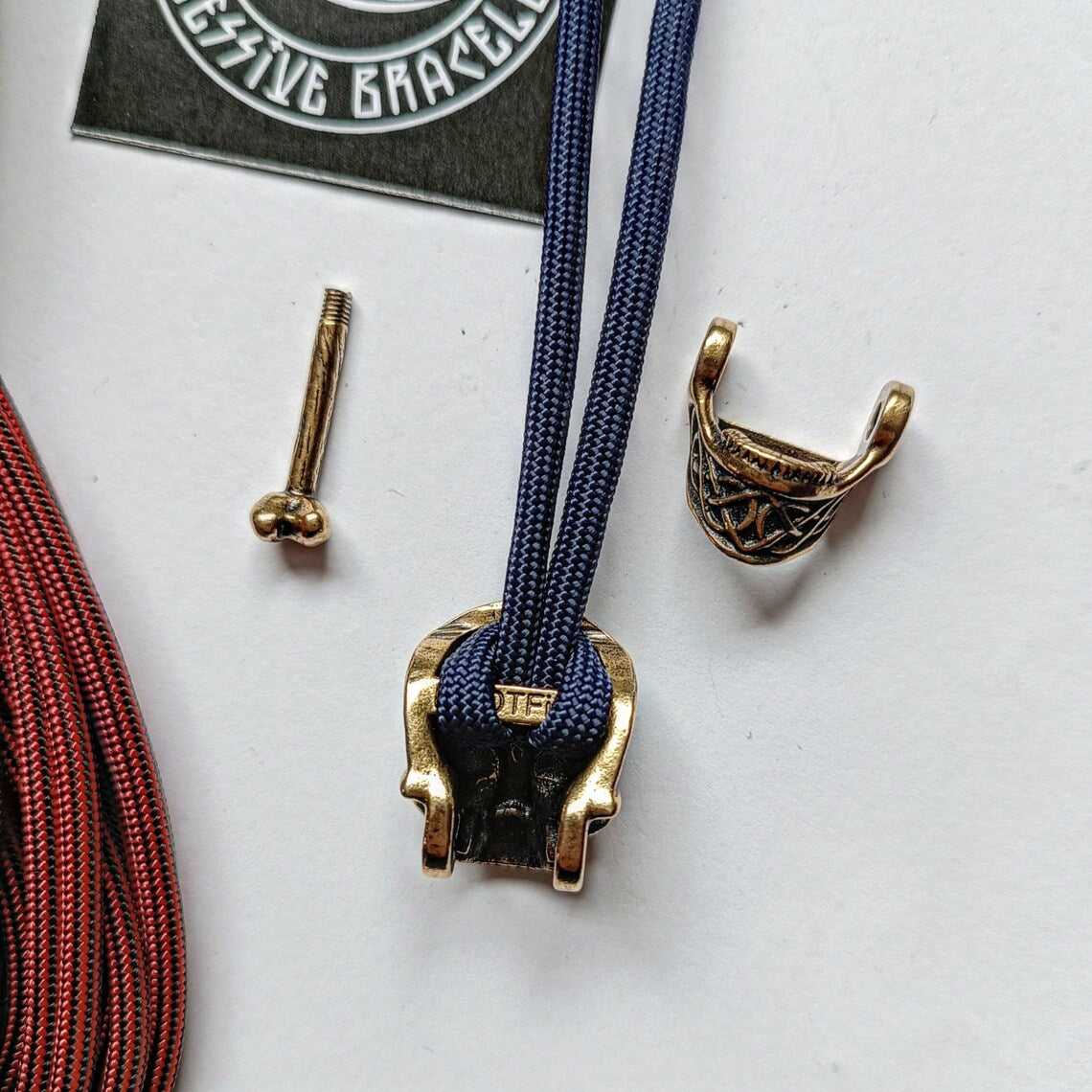 Brass SKULL shackle. Beads for paracord weaving, viking style. viking jewelry, skull symbol.