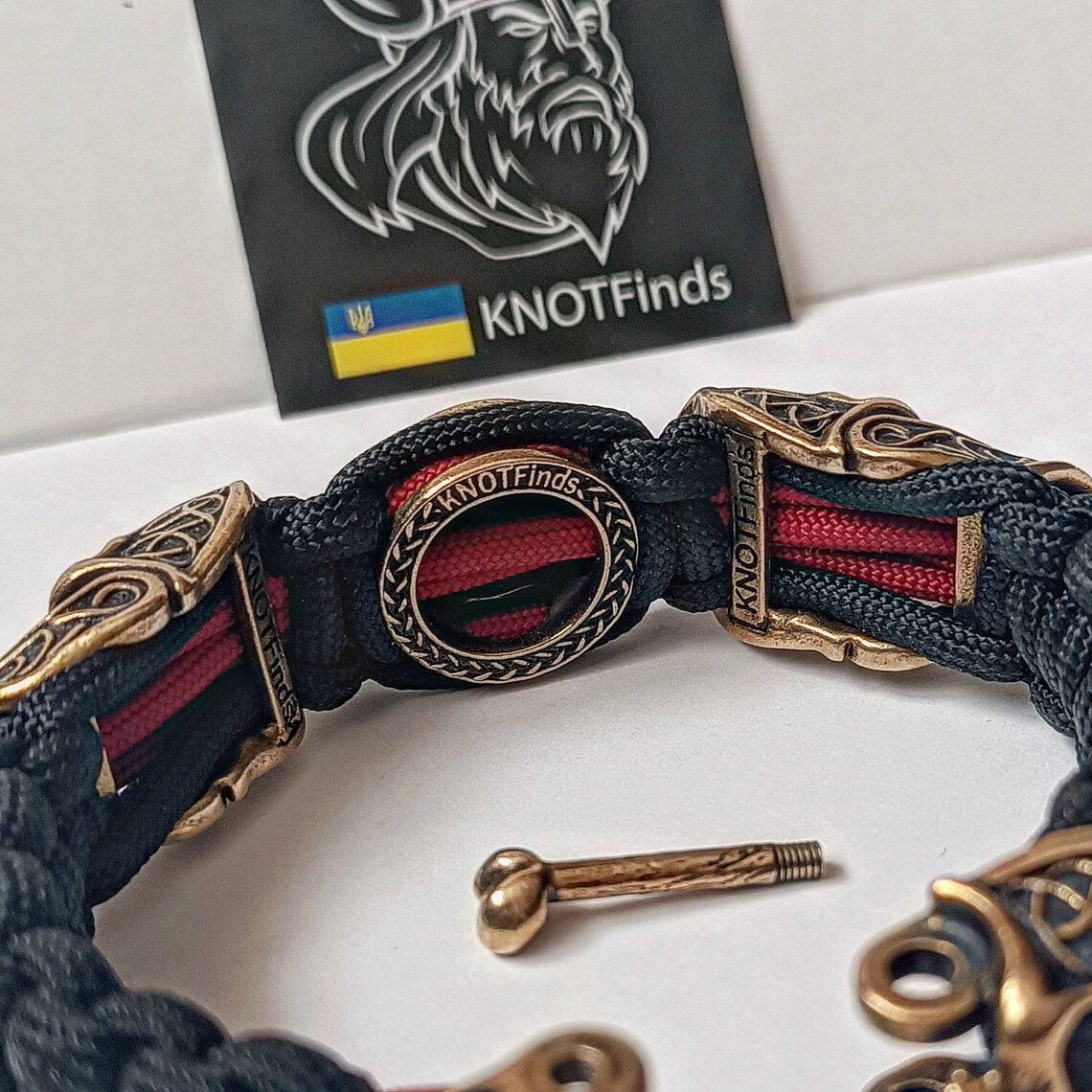 Scandinavian skull bracelet. Valknut symbol. Biker bangle. A great brutal gift for men and women