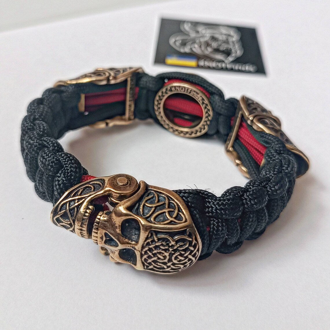 Scandinavian skull bracelet. Valknut symbol. Biker bangle. A great brutal gift for men and women