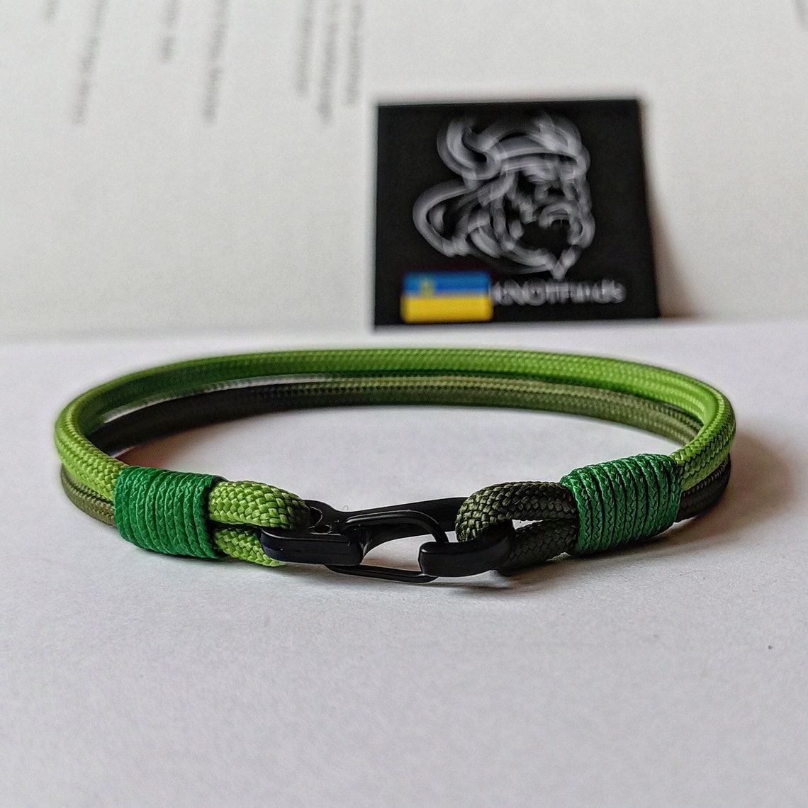 Green Saint Patrick bracelet. Thin green Paracord bangle. Custom size. Parachute cord. Forest bracelet. Extreme durable. Bangle rope.