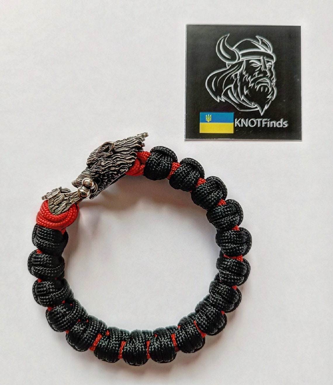 Paracord bracelet with steel Wolf shackle. Men's style, a gift for tough men. Biker bracelet. Wolf style.