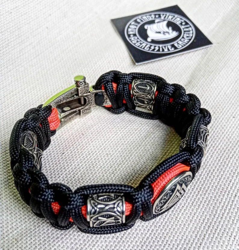 Harley bangle. Biker accessories. Viking paracord bracelet.VALKNUT. Scandinavian jewelry. Mens style.