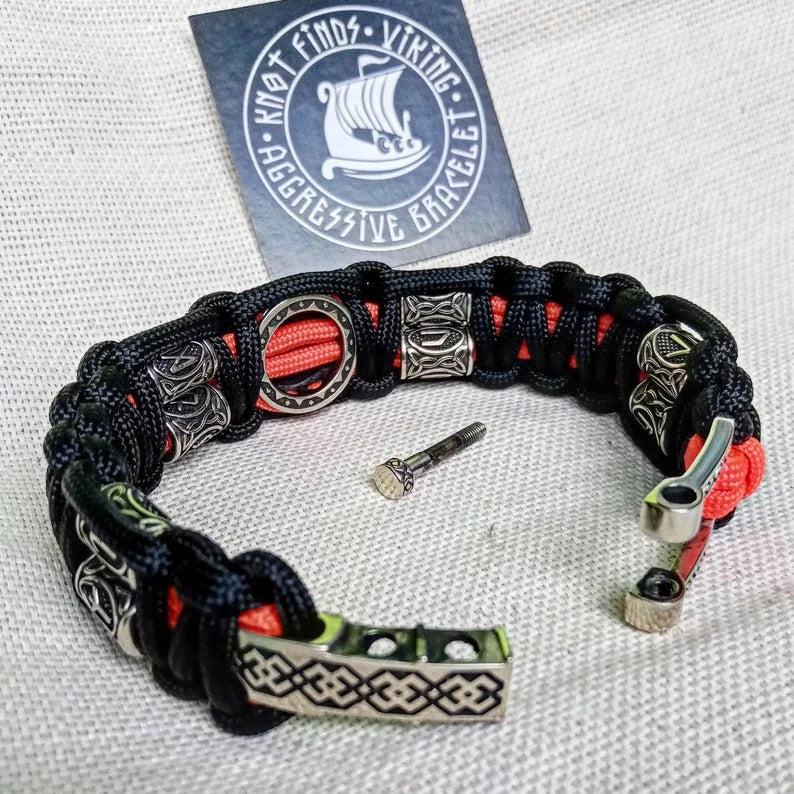 Harley bangle. Biker accessories. Viking paracord bracelet.VALKNUT. Scandinavian jewelry. Mens style.