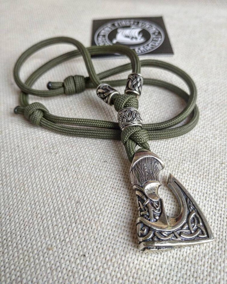 Men's necklace. Paracord necklace with pendant. Necklace Mjolnir. Celtic knot. Northern necklace.