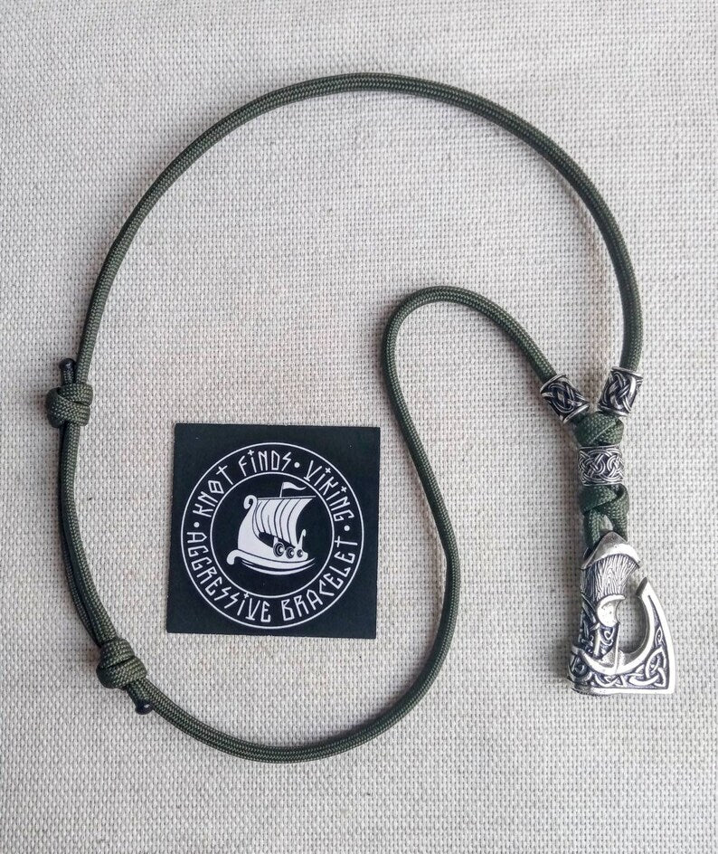 Men's necklace. Paracord necklace with pendant. Necklace Mjolnir. Celtic knot. Northern necklace.