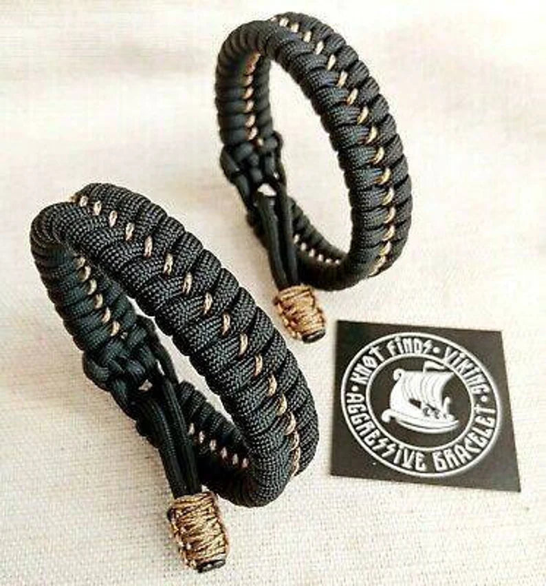 Hunter black bracelet. Unloading camping bangle made of Mad Max paracord, Army style, a great gift for men.