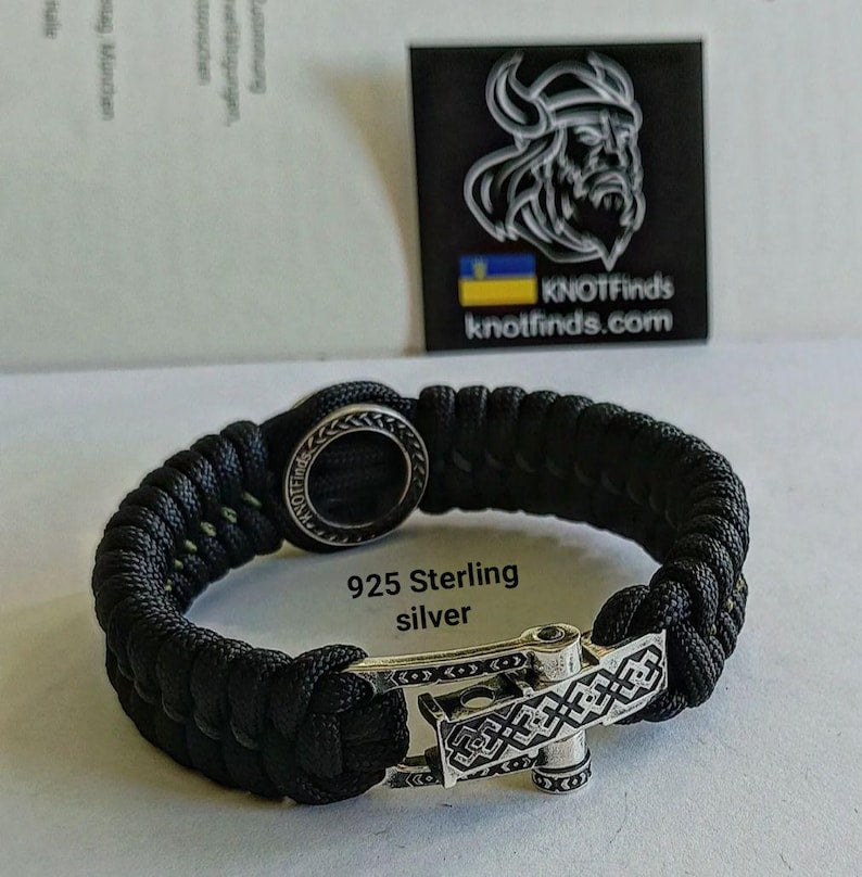 Handmade Paracord Bracelet "Templar Cross" β Celtic Knot Design, 925 Sterling Silver
