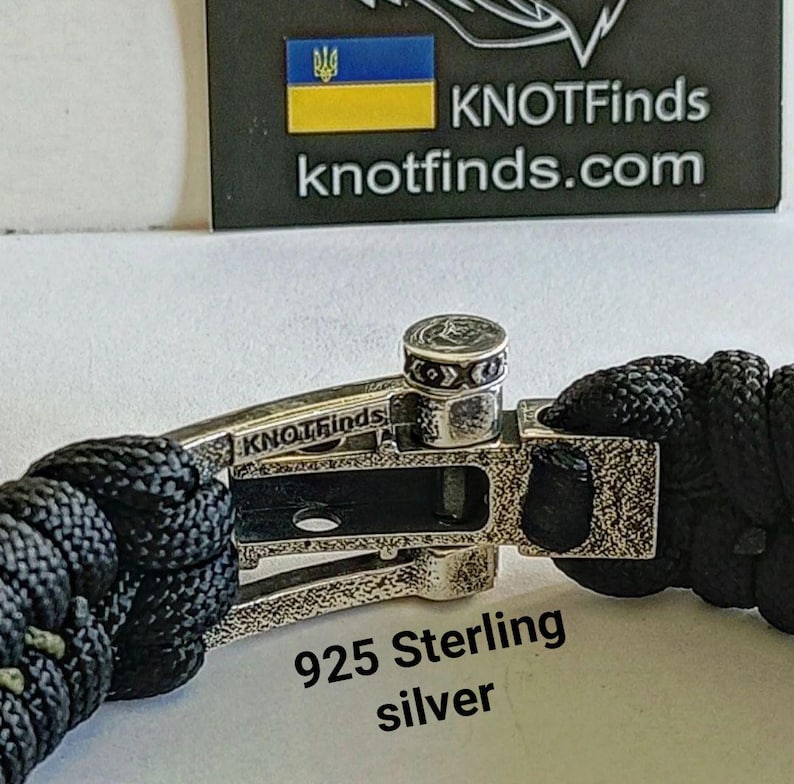Handmade Paracord Bracelet "Templar Cross" β Celtic Knot Design, 925 Sterling Silver