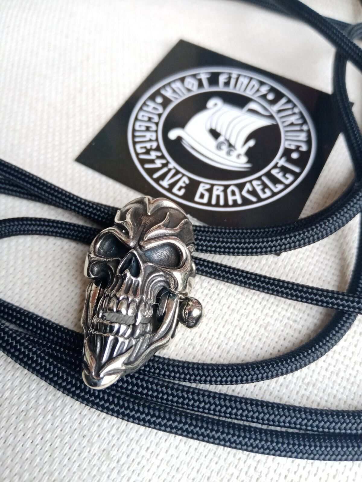 teel paracord SKULL shackle and beads for paracord weaving, viking style. viking jewelry, manual casting