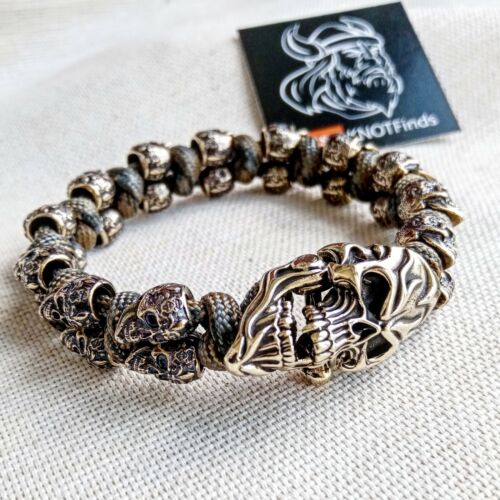 Lock for bracelet SKULL. The lock is made of brass. Great for weaving Viking style paracord. viking jewelry, hand casting