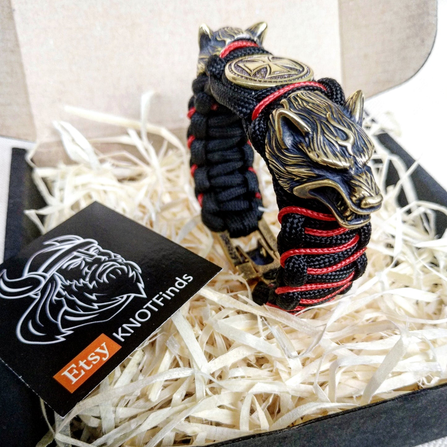 Unique paracord bracelet "WOLF". Bangle for strong mens.