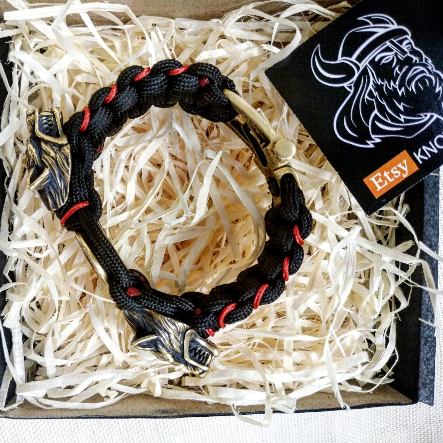 Unique paracord bracelet "WOLF". Bangle for strong mens.
