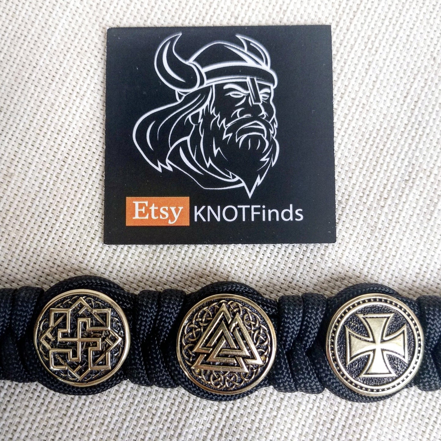Nordic protective amulet with steel beads "Valknut", "Valkyrie", "Templar cross". Men's style, a gift for tough men. Biker bracelet.