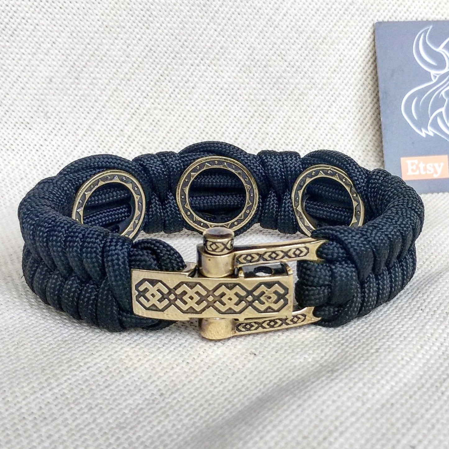 Nordic protective amulet with steel beads "Valknut", "Valkyrie", "Templar cross". Men's style, a gift for tough men. Biker bracelet.