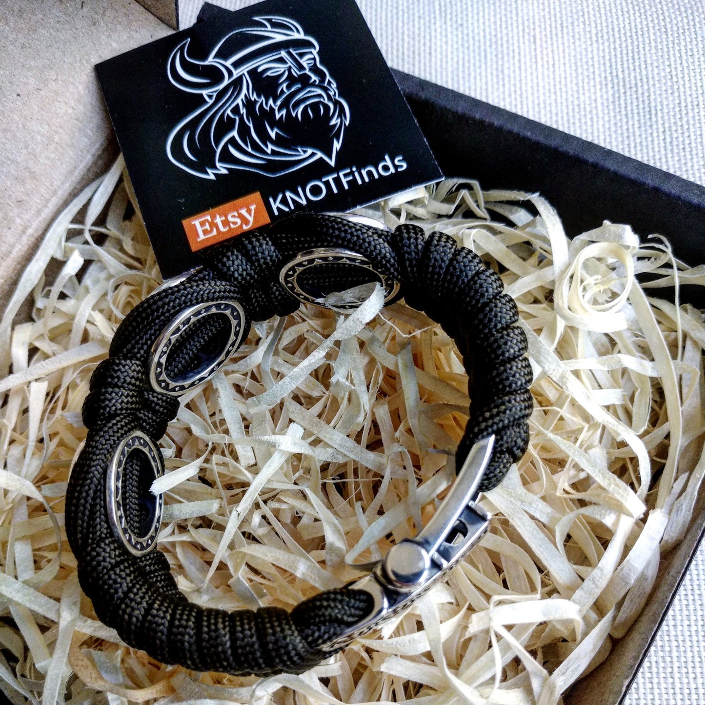Silver 925 Sterling bracelet. Valknut. Valkyrie. Helmet Horror. Luxury paracord bracelet.Viking style.