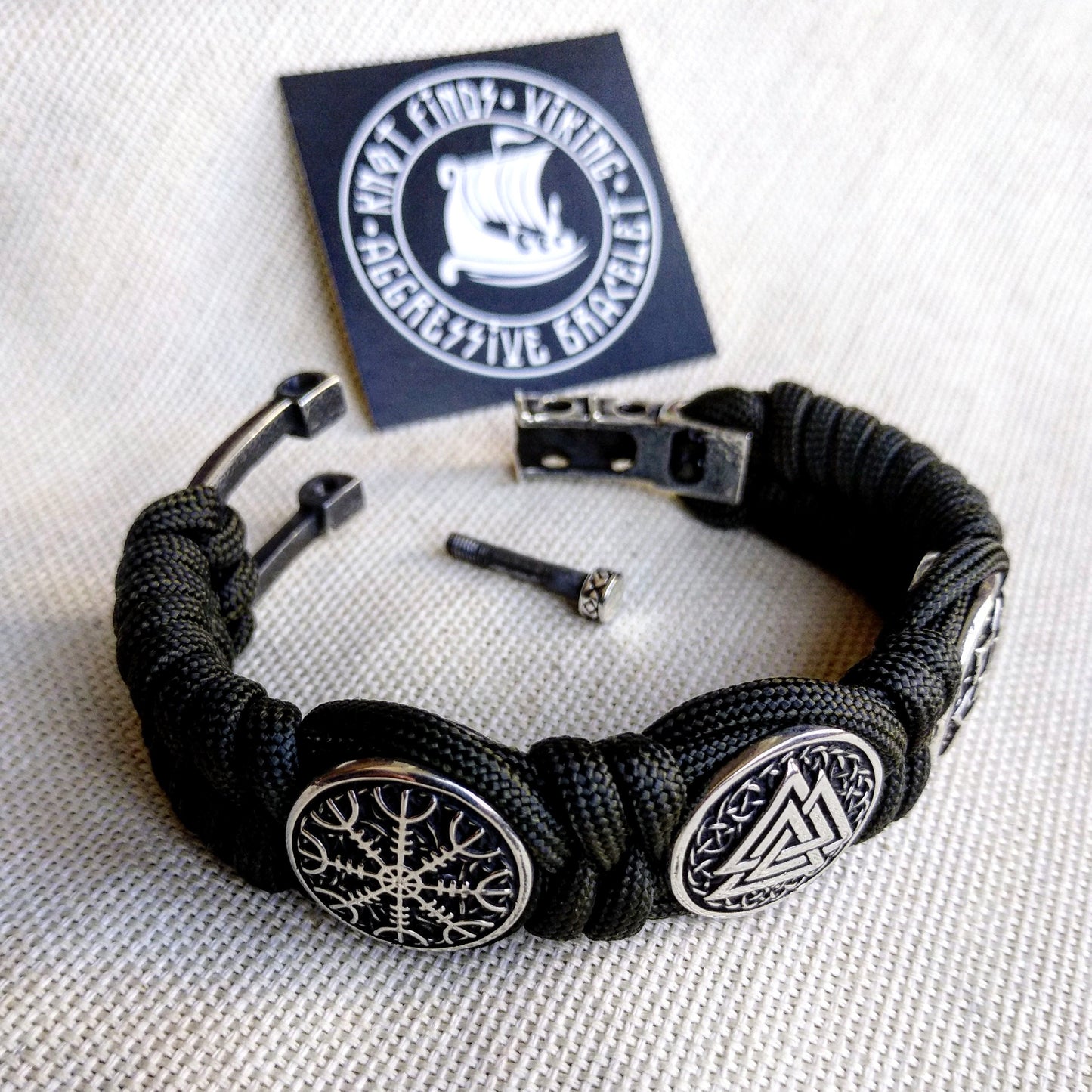 Silver 925 Sterling bracelet. Valknut. Valkyrie. Helmet Horror. Luxury paracord bracelet.Viking style.