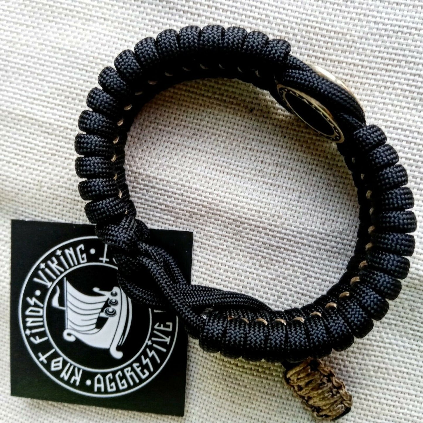 Paracord bracelet with braas bead VALKNUT. Mad Max style.