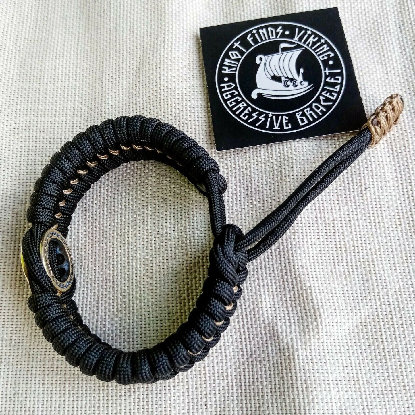 Paracord bracelet with braas bead VALKNUT. Mad Max style.