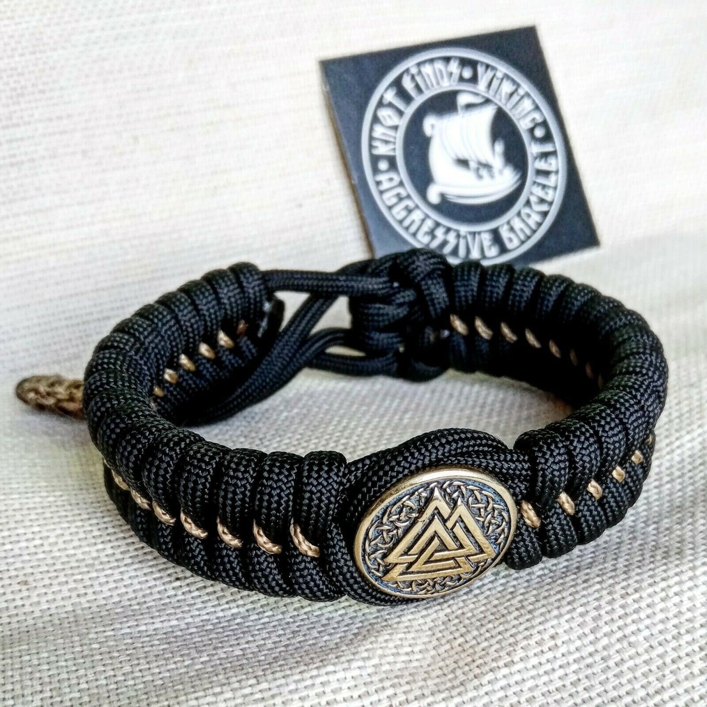 Paracord bracelet with braas bead VALKNUT. Mad Max style.
