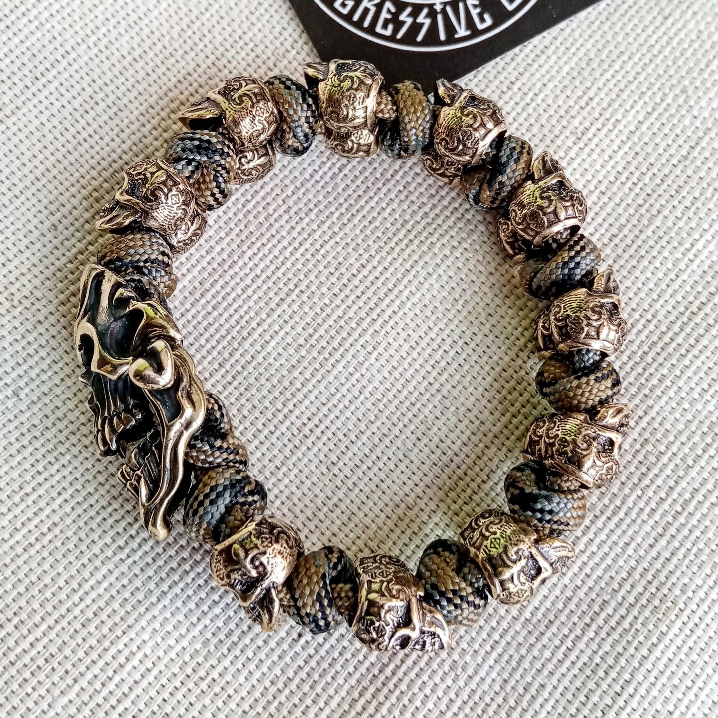 Halloween gift Best skulls Bangle. Horror skull paracord bracelet. Biker bangle. Brutal style and a symbol of the skull.