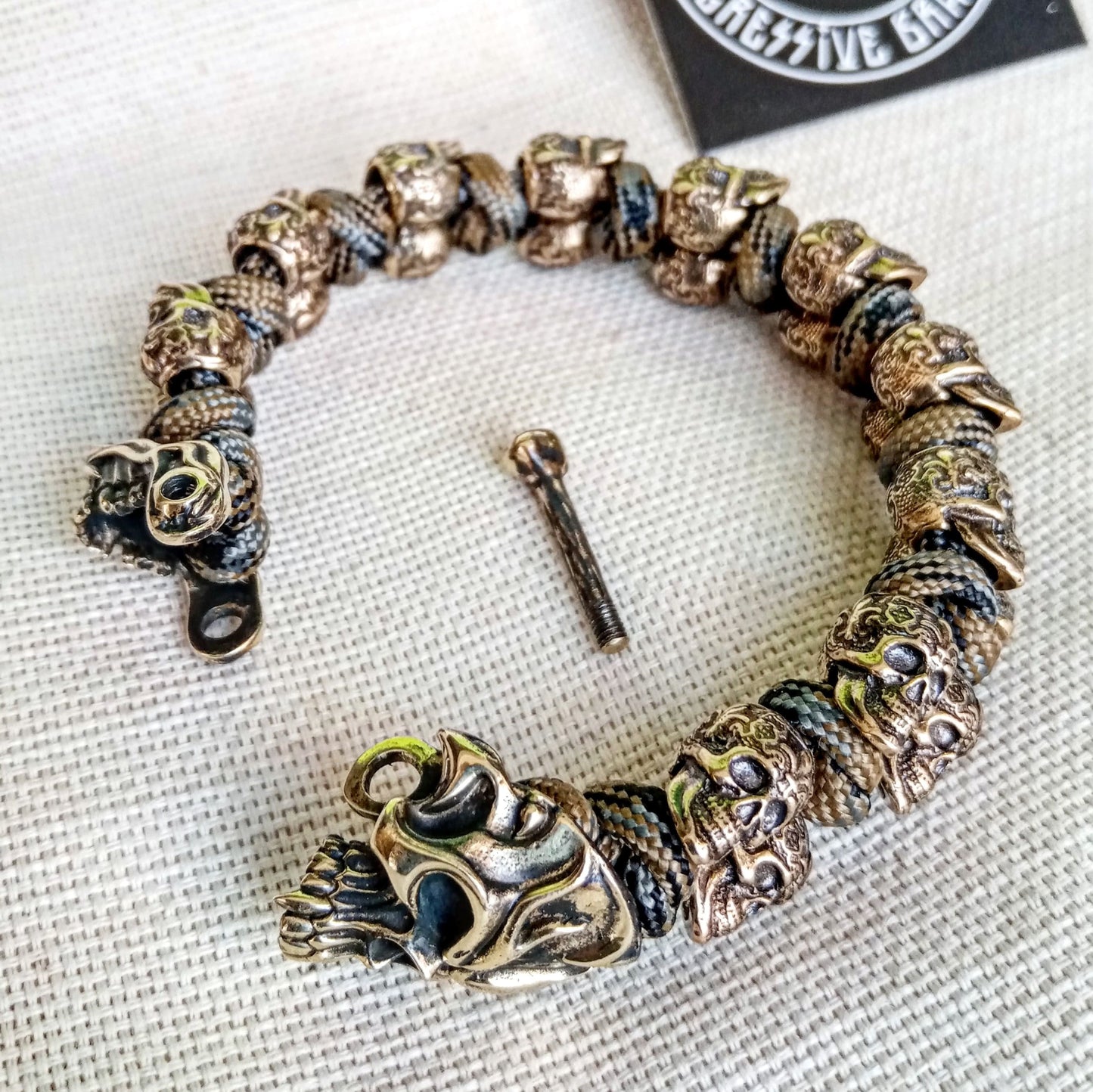 Halloween gift Best skulls Bangle. Horror skull paracord bracelet. Biker bangle. Brutal style and a symbol of the skull.