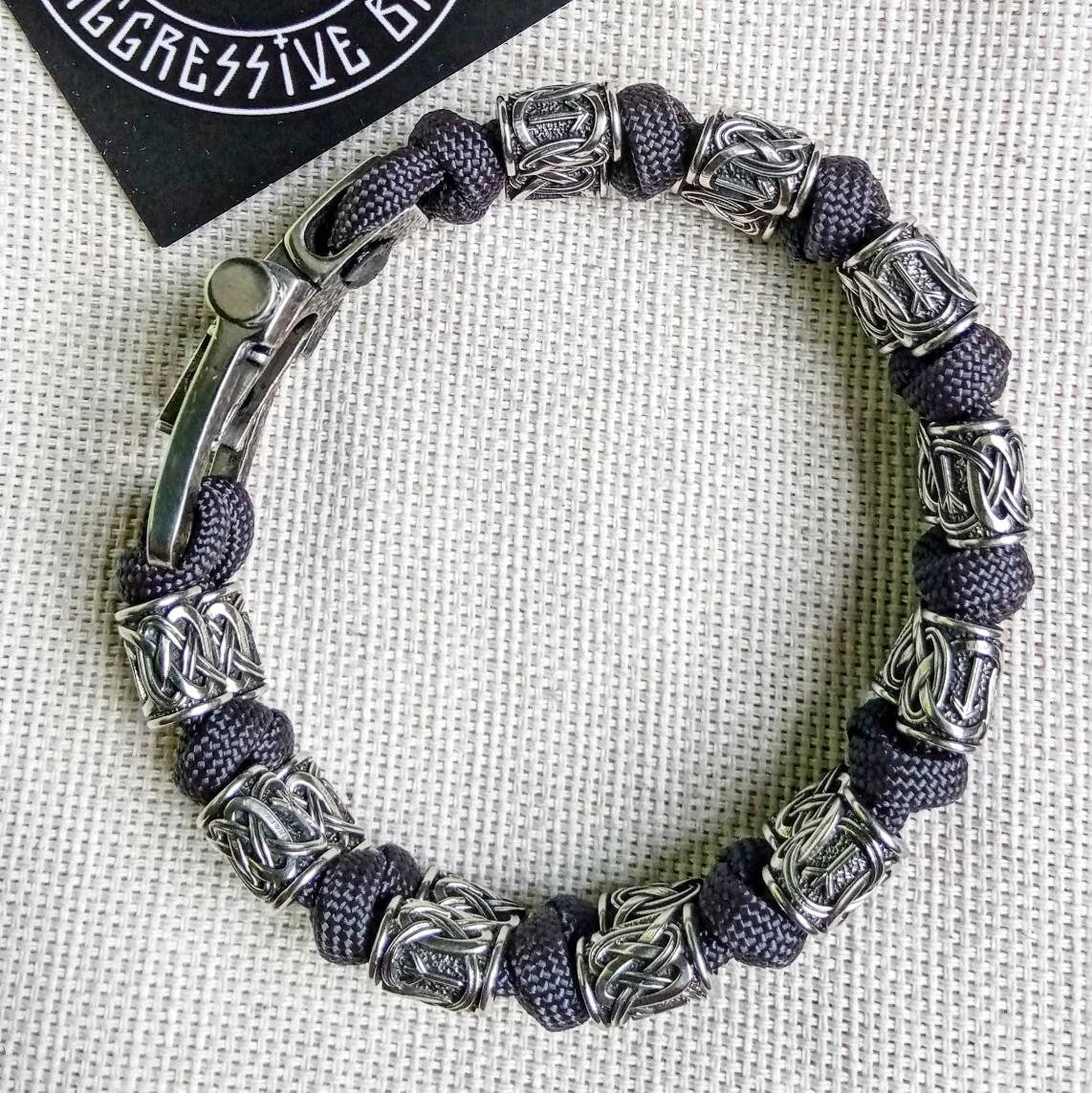 Runic bracelet, viking style. Nordic bangle luxury mens accessory.