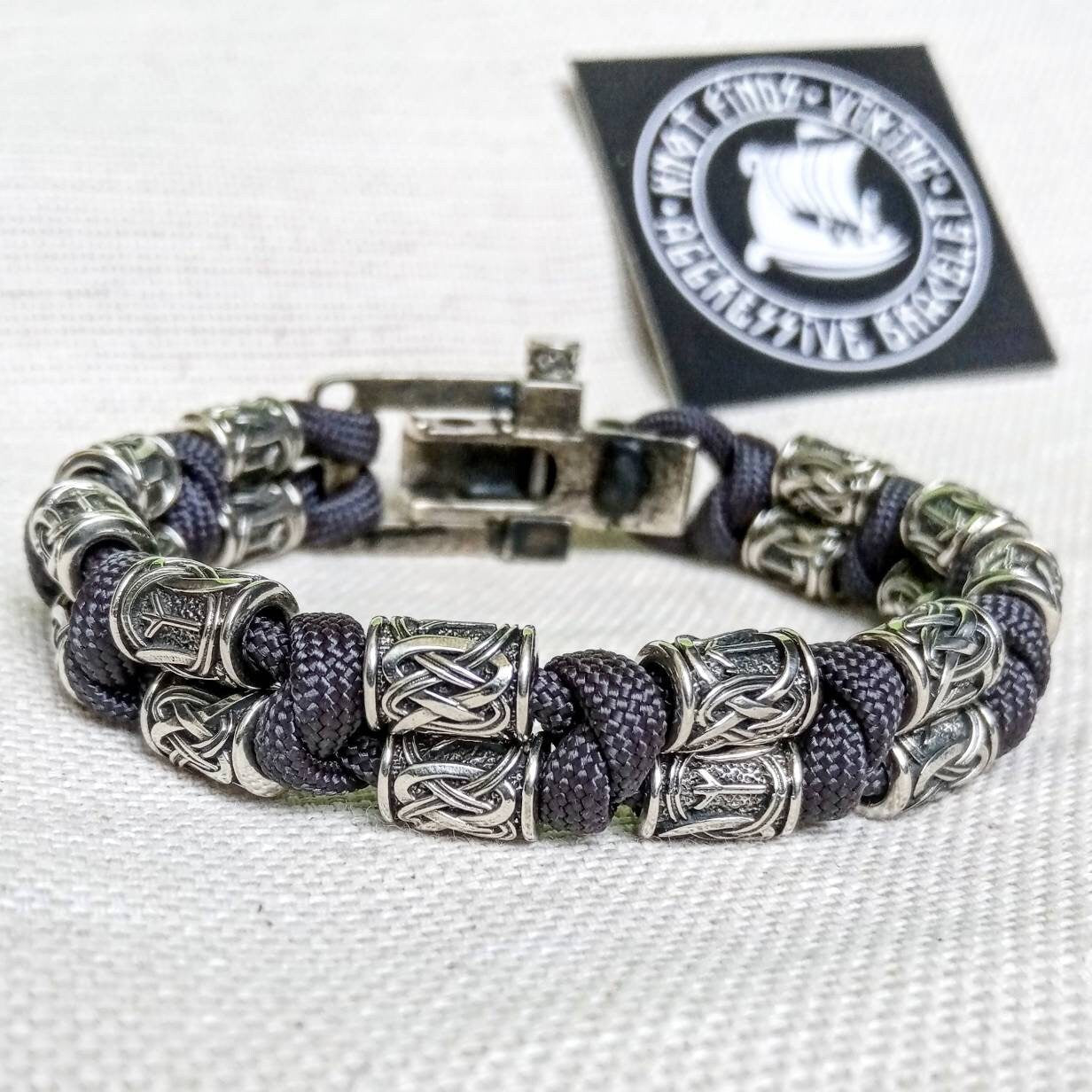 Runic bracelet, viking style. Nordic bangle luxury mens accessory.