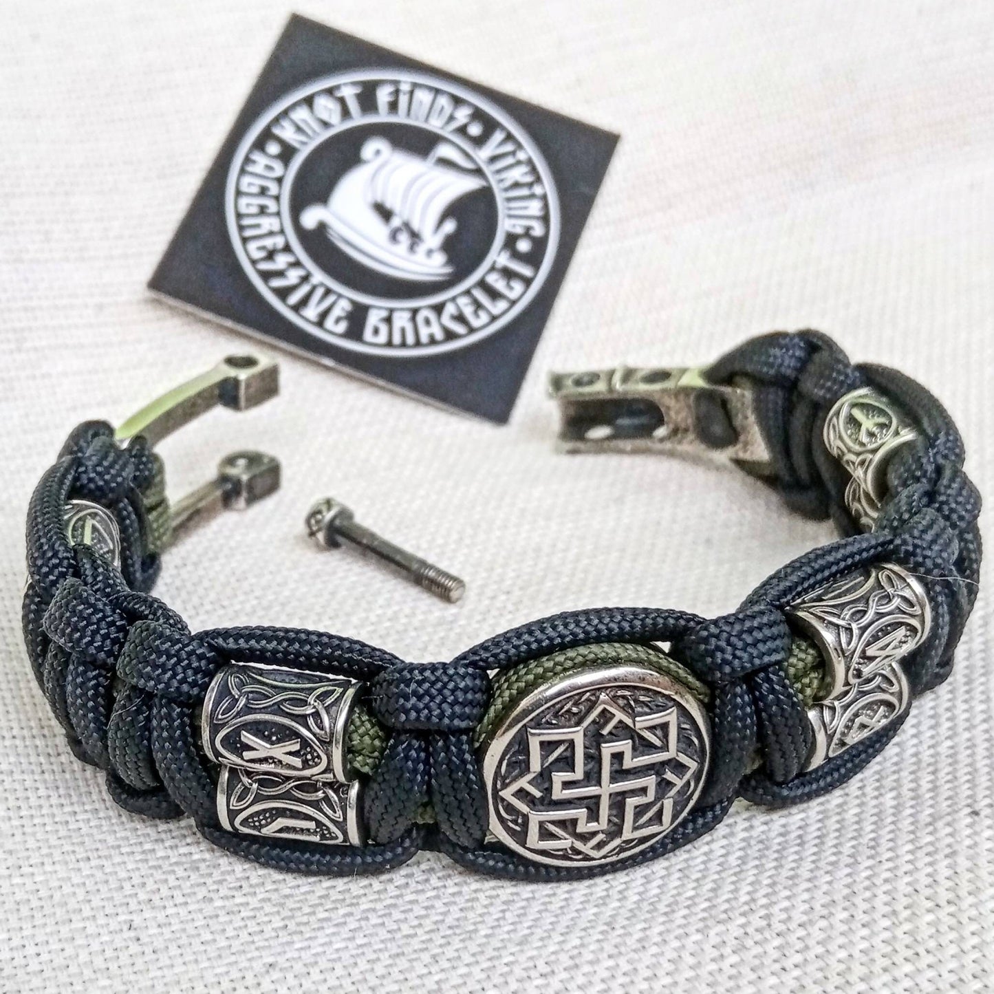 Runic Viking bracelet.VALKYRIE symbol. Scandinavian jewelry. Nordic bangle. Mens accessory.