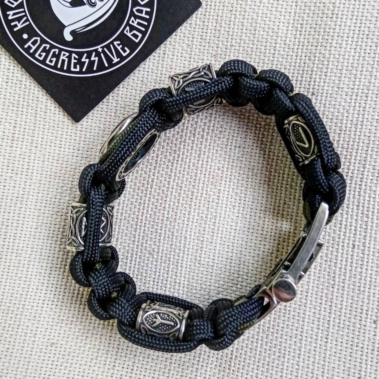 Runic Viking bracelet.VALKYRIE symbol. Scandinavian jewelry. Nordic bangle. Mens accessory.