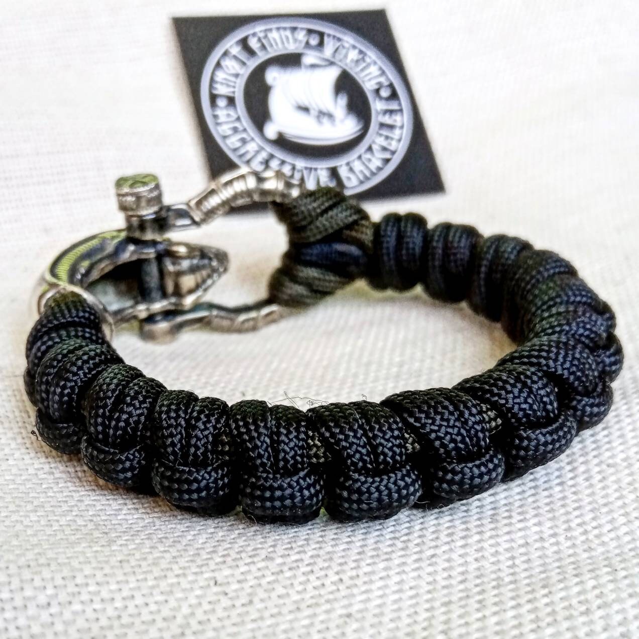 Black Paracord bracelet ALIEN. Biker bangle. Viking style. Xenomorph. Scandinavian jewelry.