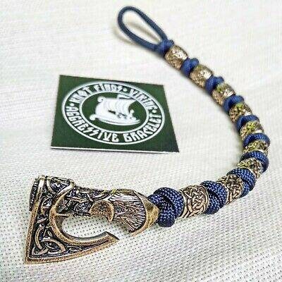 Viking cuff bangle. Navy blue bracelet with Celtic beads. Men's jewelry.