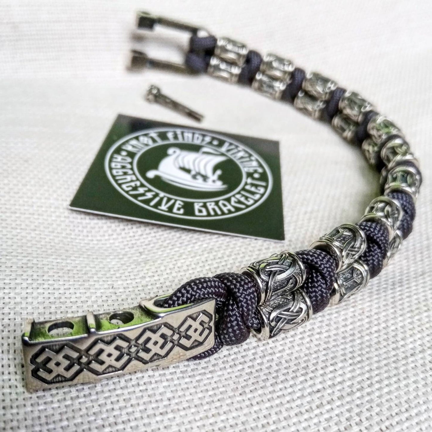 Runic bracelet, viking style. Nordic bangle luxury mens accessory.