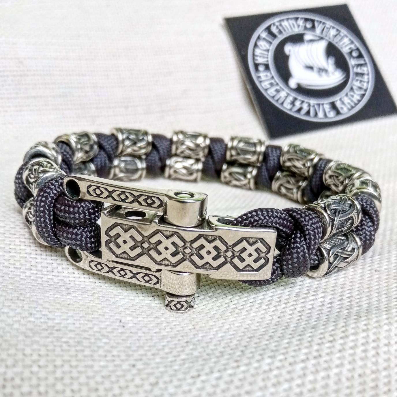Runic bracelet, viking style. Nordic bangle luxury mens accessory.