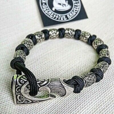 Scandinavian Black bangle. Bracelet with steel beads. Viking jewelry.