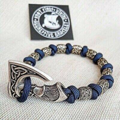 Navy Blue nordic bangle. Mens accessory. Viking jewelry. Paracord bracelet.