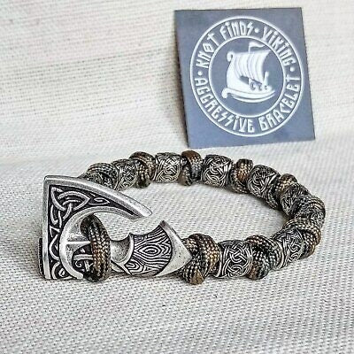 Scandinavian men's bangle. Bracelet with steel beads. Viking jewelry. Luxury accessories.