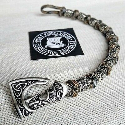 Scandinavian men's bangle. Bracelet with steel beads. Viking jewelry. Luxury accessories.