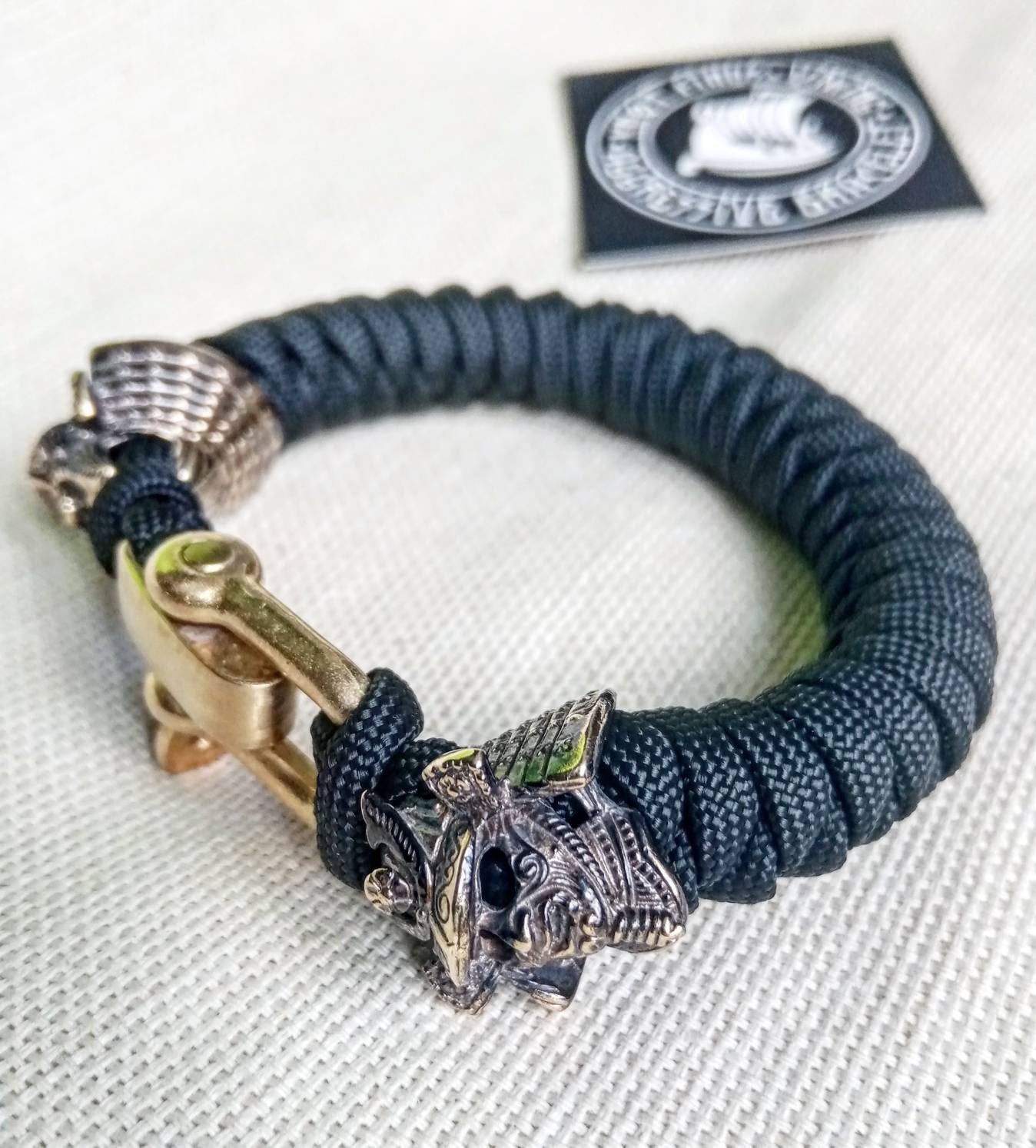 Black Paracord bracelet Samurai. Celtic knot. Paracord jewelry. Mens accessory.