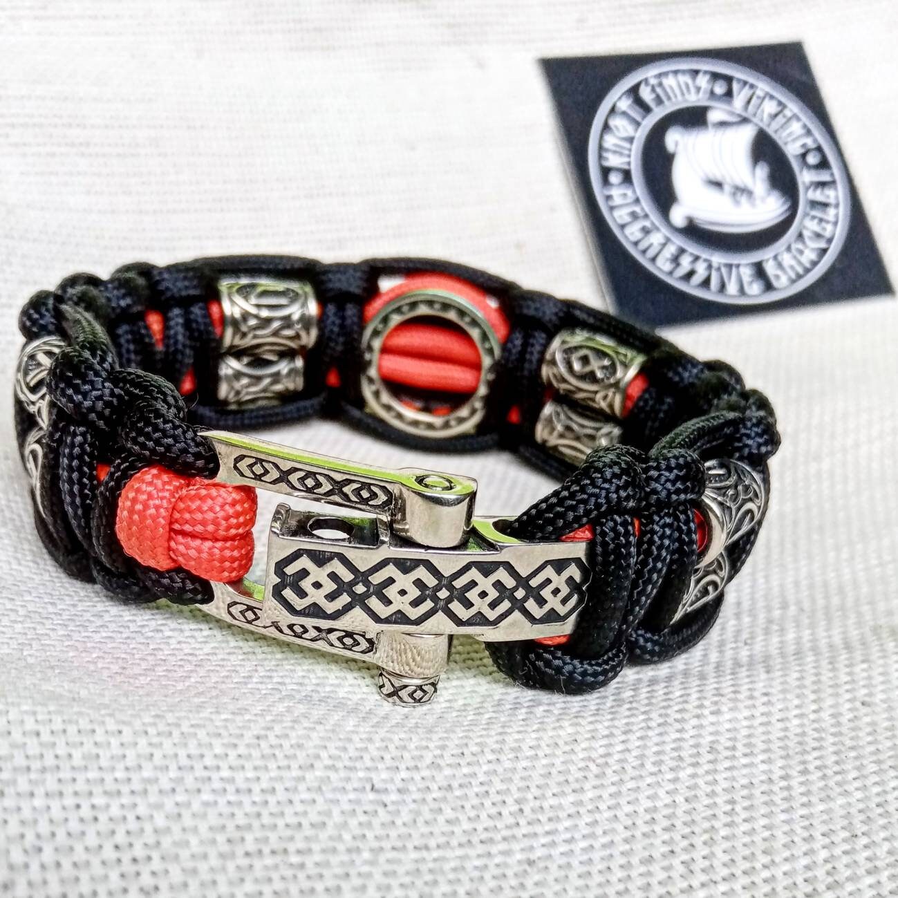 Harley bangle. Biker accessories. Viking paracord bracelet.VALKNUT. Scandinavian jewelry. Mens style.