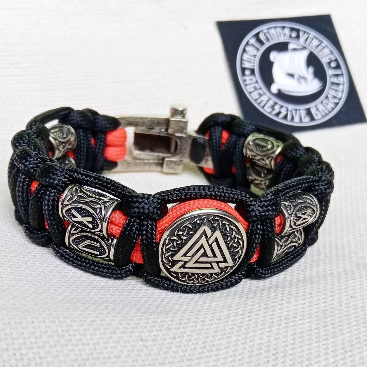 Harley bangle. Biker accessories. Viking paracord bracelet.VALKNUT. Scandinavian jewelry. Mens style.