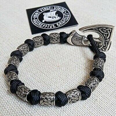 Scandinavian Black bangle. Bracelet with steel beads. Viking jewelry.