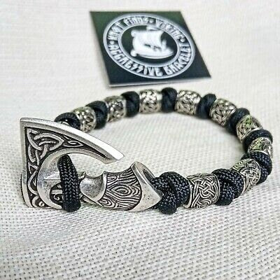 Scandinavian Black bangle. Bracelet with steel beads. Viking jewelry.