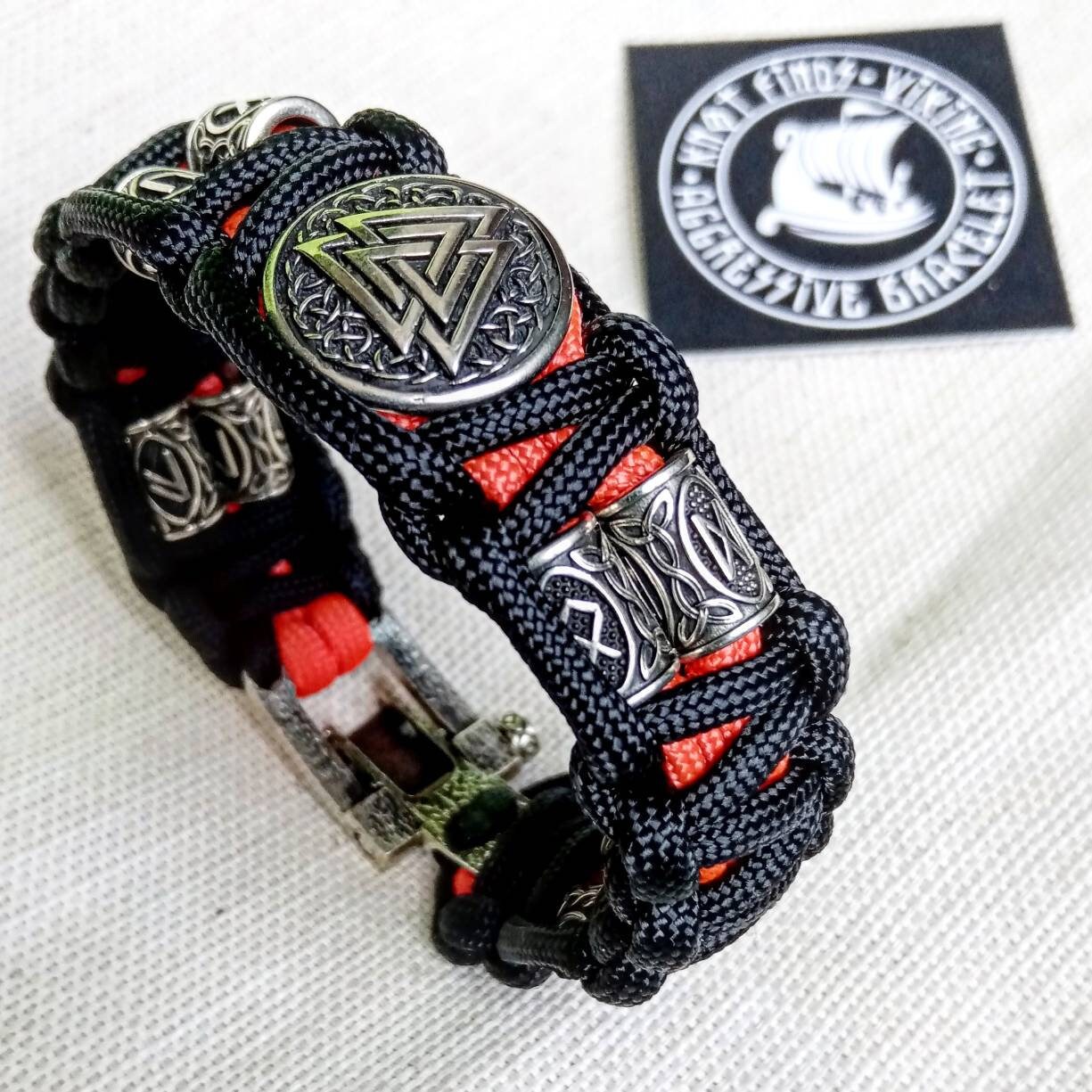 Harley bangle. Biker accessories. Viking paracord bracelet.VALKNUT. Scandinavian jewelry. Mens style.