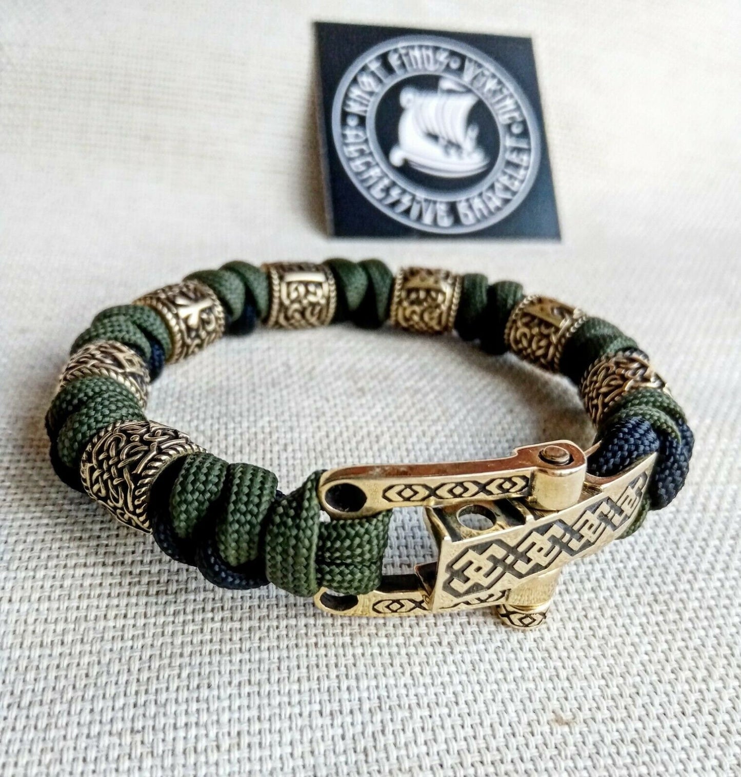Original mens runic bangle. Paracord bracelet. Viking jewelry. Nordic style.