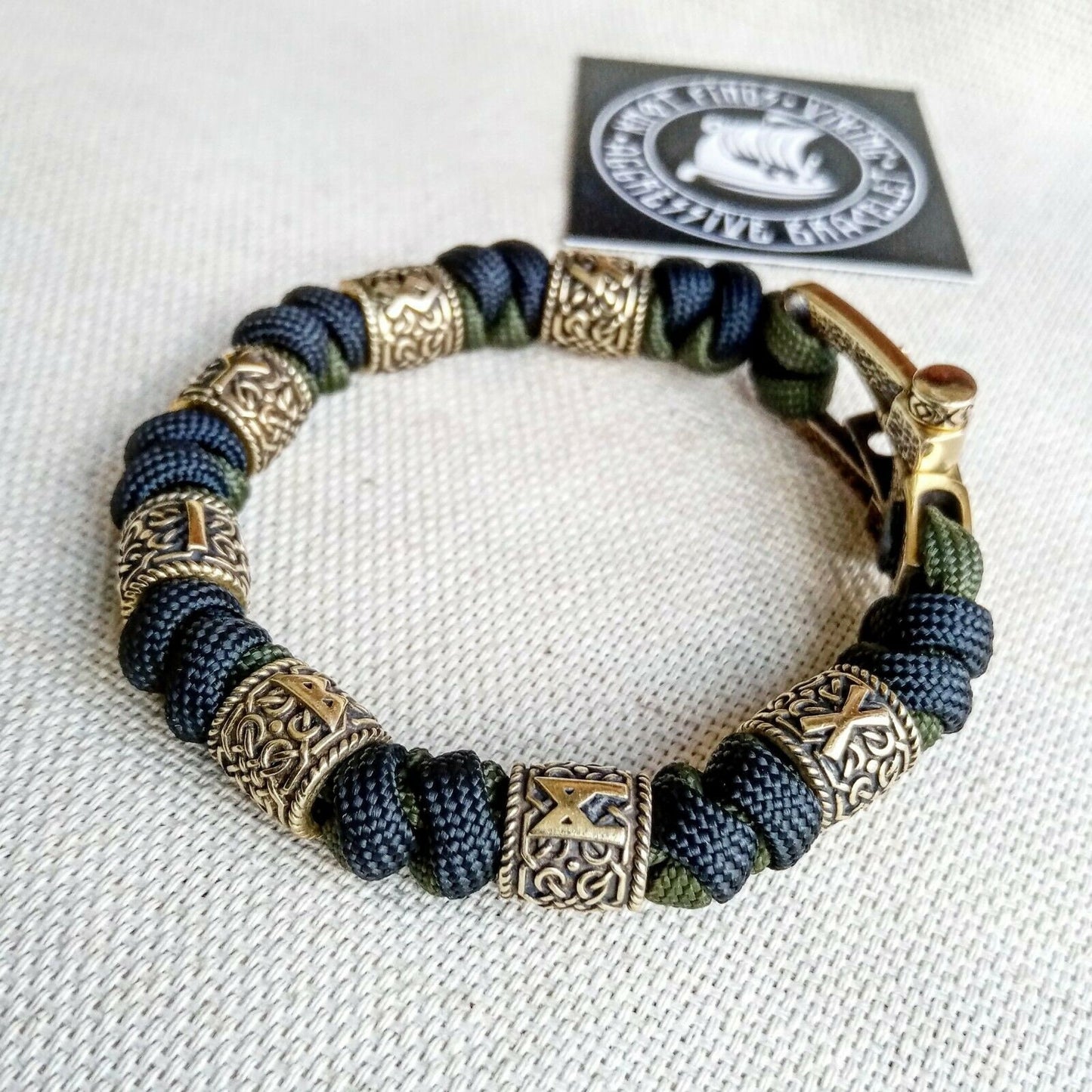 Original mens runic bangle. Paracord bracelet. Viking jewelry. Nordic style.
