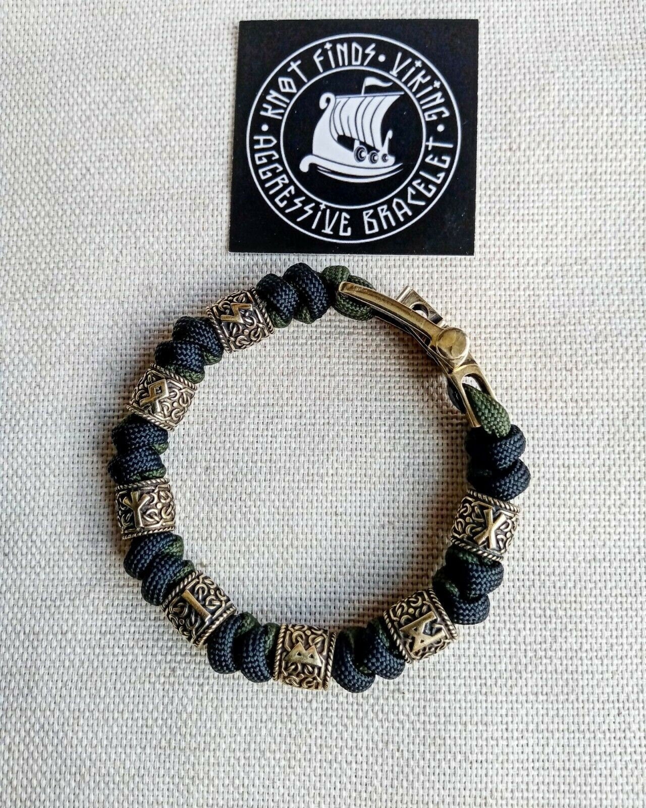 Original mens runic bangle. Paracord bracelet. Viking jewelry. Nordic style.