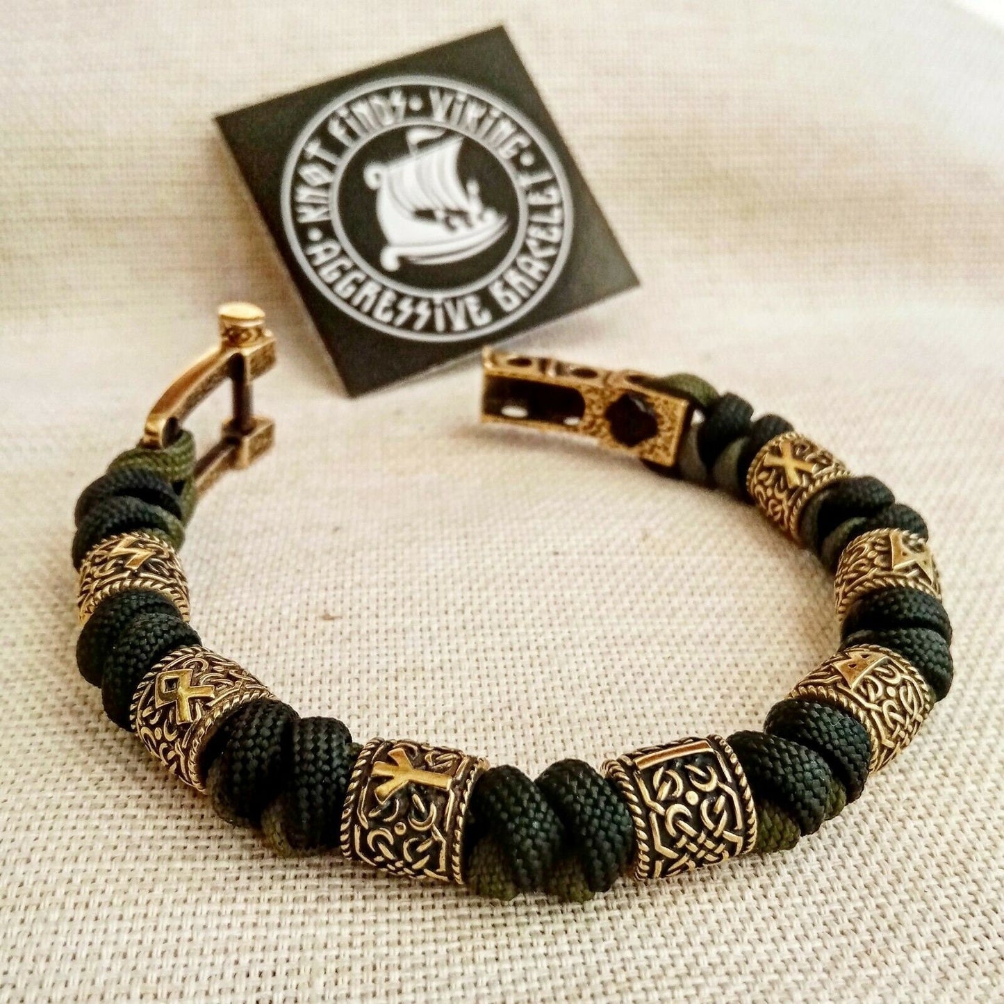 Original mens runic bangle. Paracord bracelet. Viking jewelry. Nordic style.