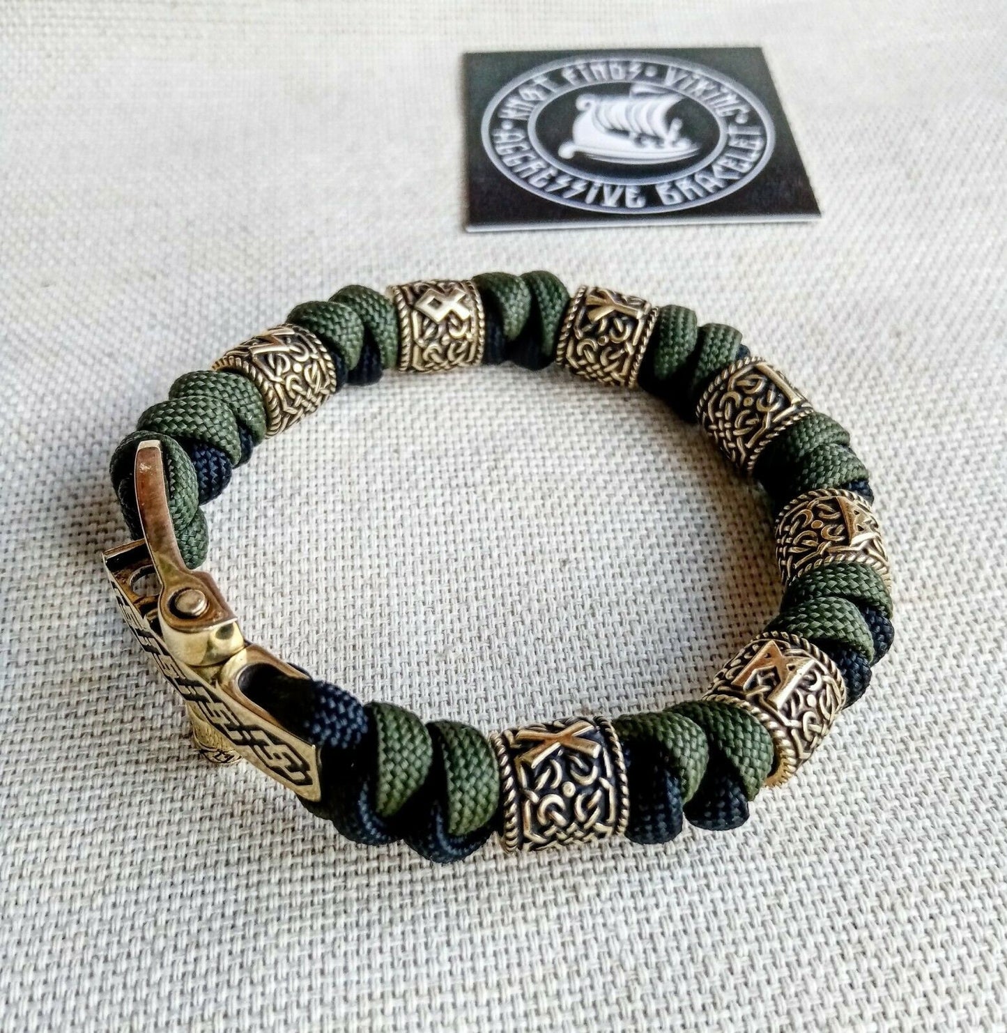 Original mens runic bangle. Paracord bracelet. Viking jewelry. Nordic style.