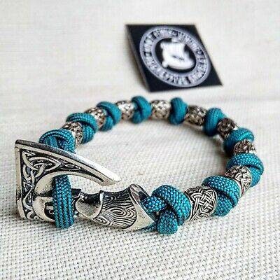 Nordic bangle. Dirty turquoise Scandinavian design. Fashion accessory. Viking jewelry. Paracord bracelet.